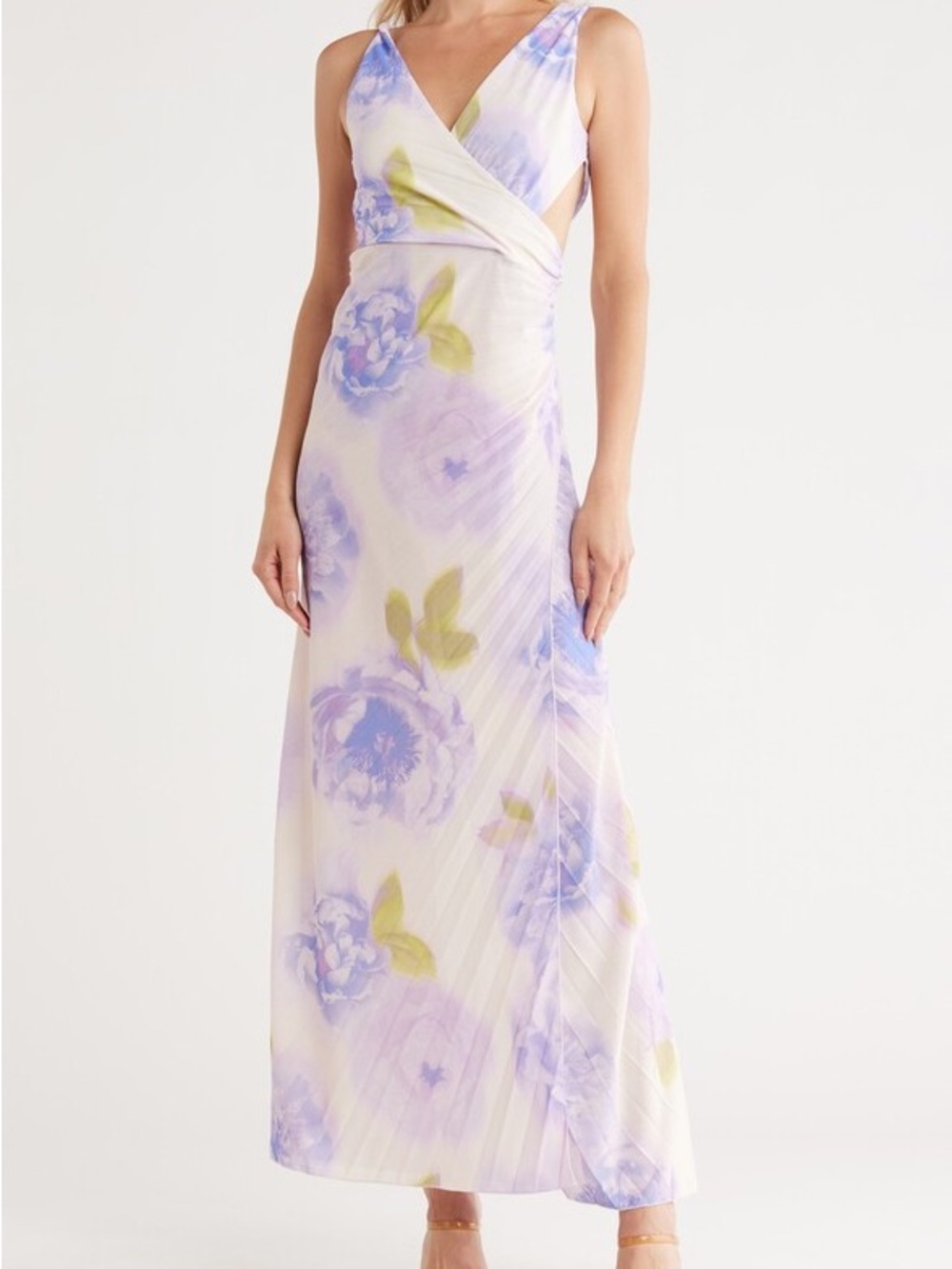 ASOS Lavender Floral Wrap Maxi Dress in Cream